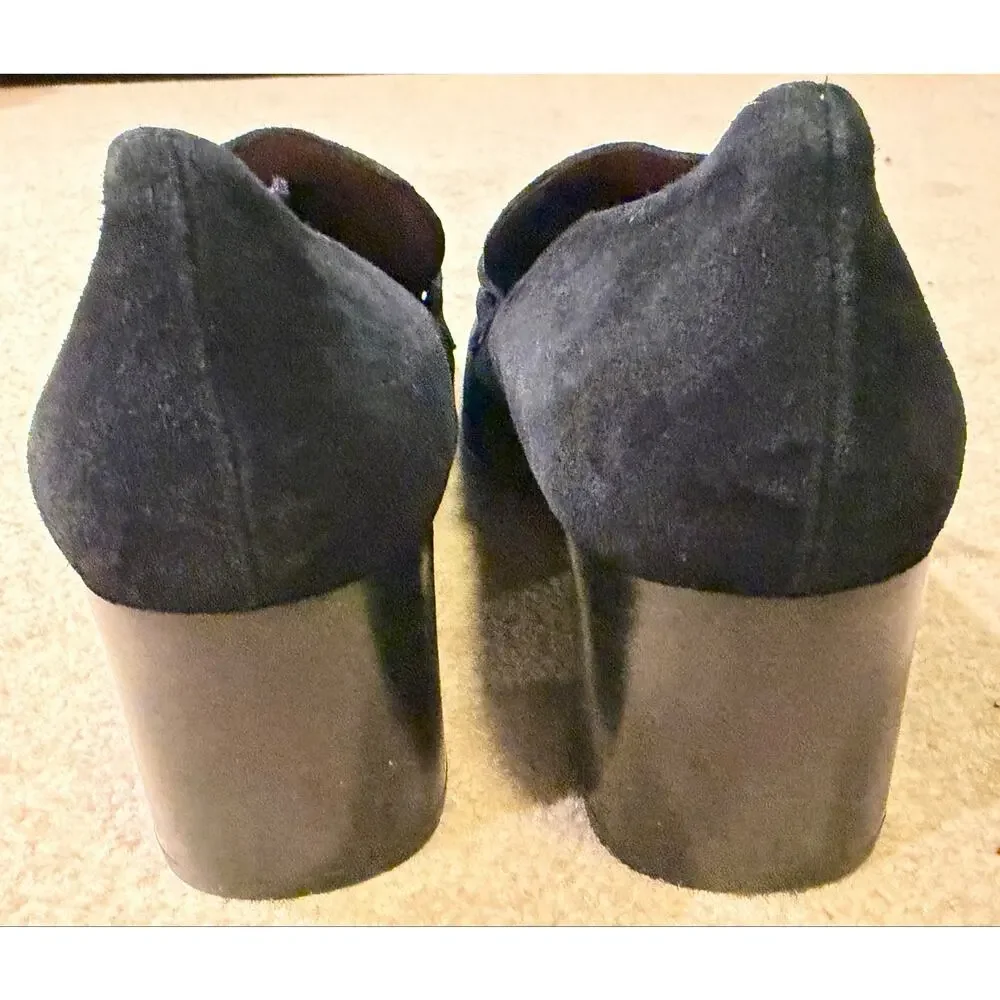 Aquatalia Black Suede Block Heel Loafer Pumps Women’s Size 12 Made in Italy